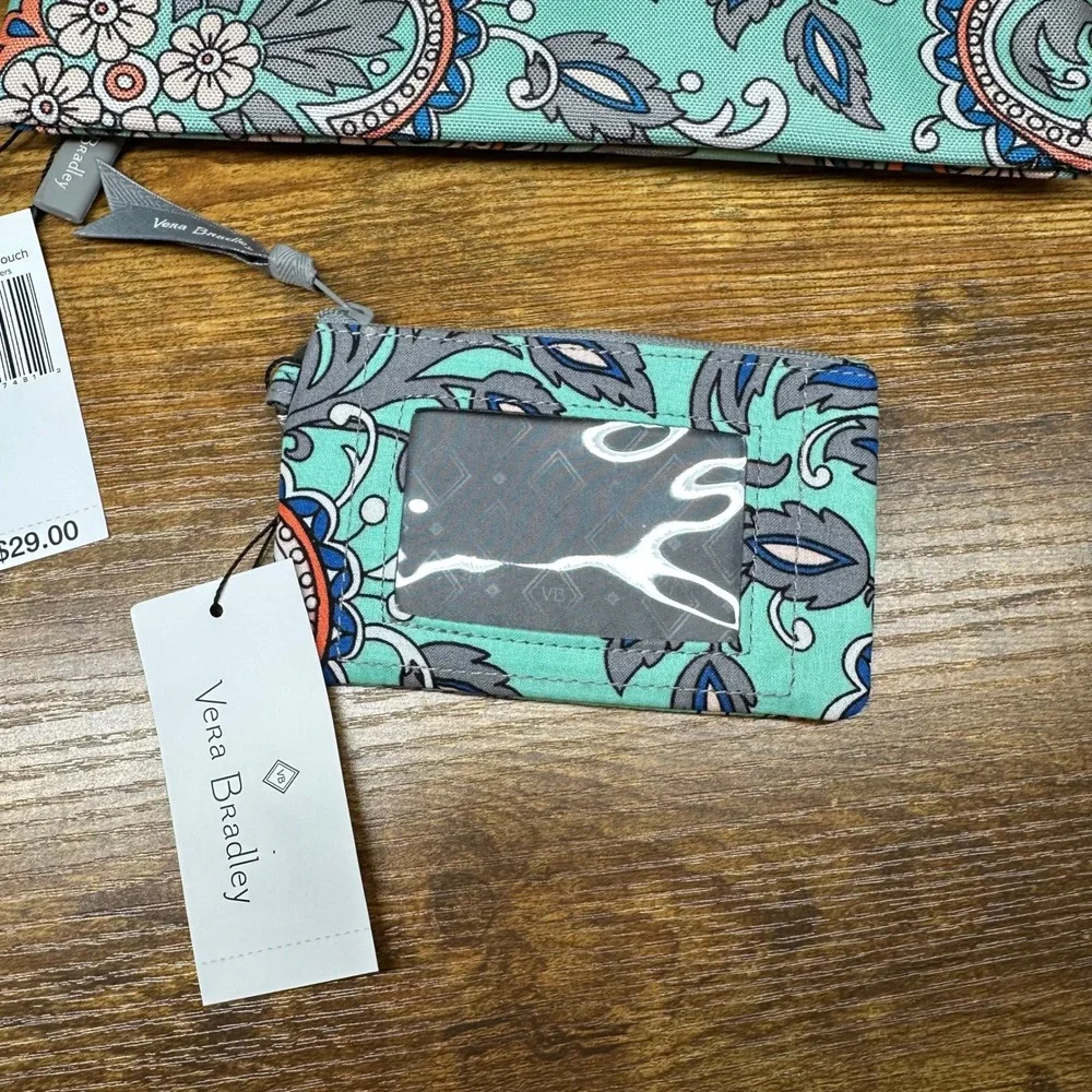 Vera Bradley Mint Flowers 4pc Set Laptop Sleeve Pencil Pouch ID Case Lanyard NEW